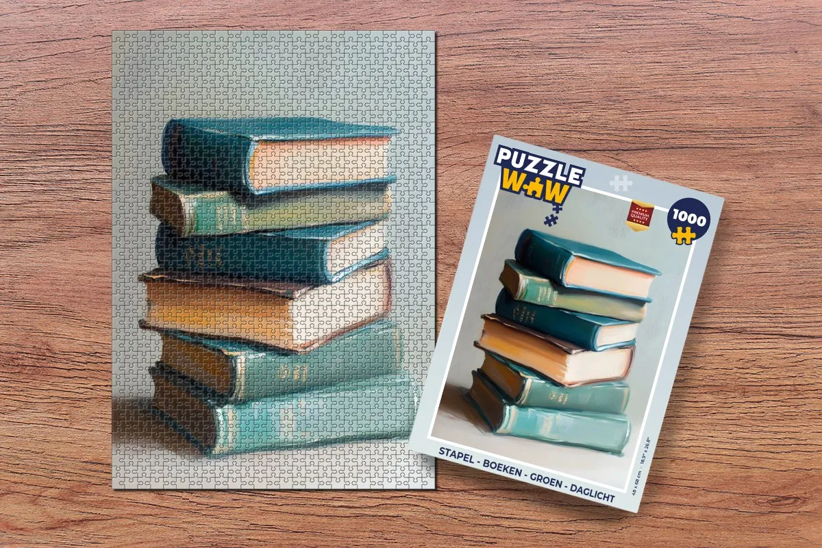 PuzzleWow Stapel Boeken Legpuzzel 1000 Stuks - Groen