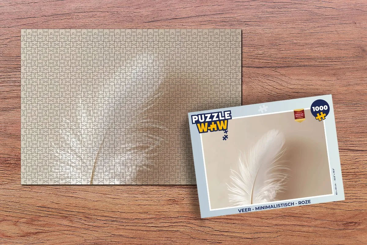 PuzzleWow Minimalistisch Puzzel 1000 Stuks - Roze Veer