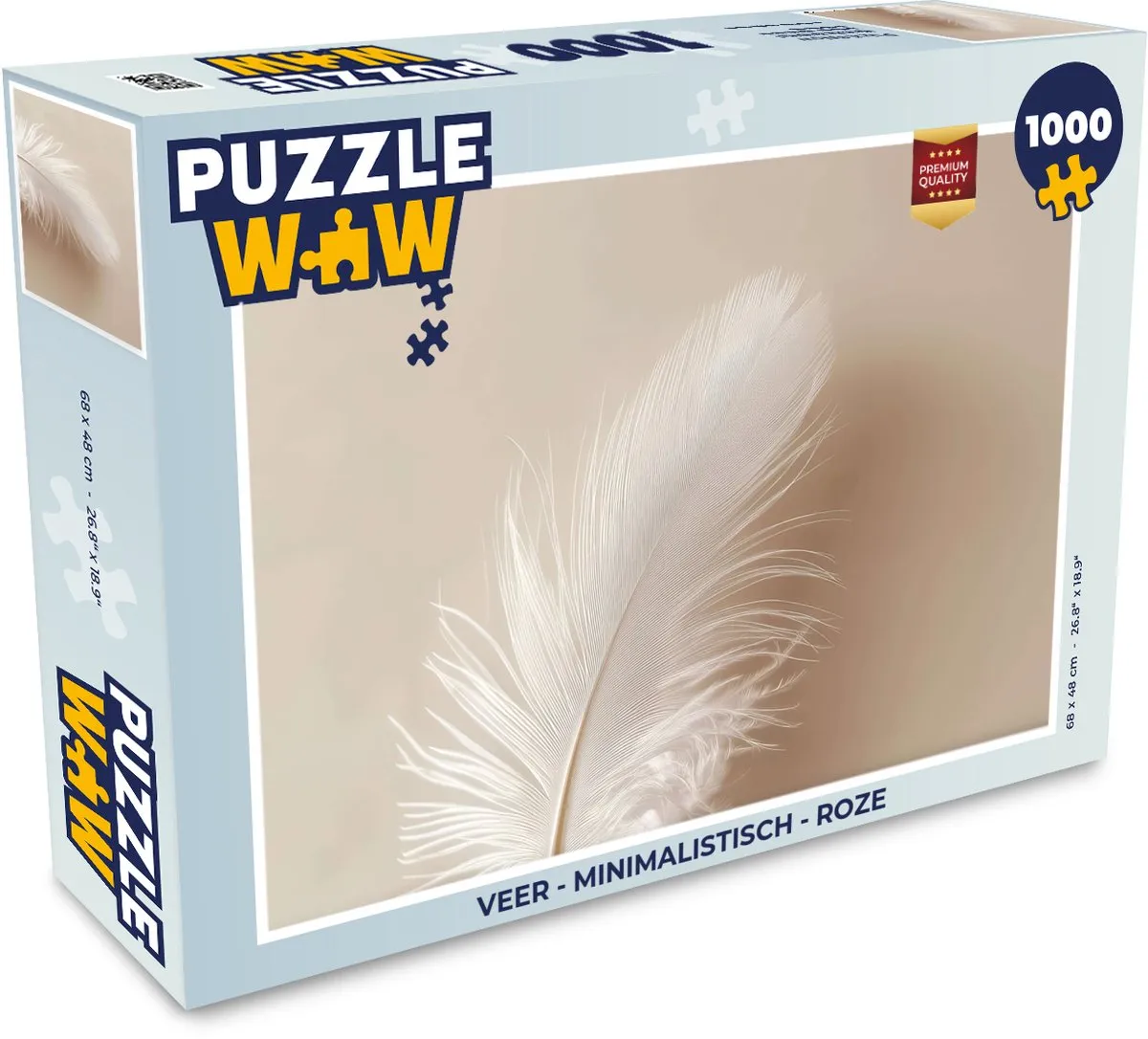 PuzzleWow Minimalistisch Puzzel 1000 Stuks - Roze Veer