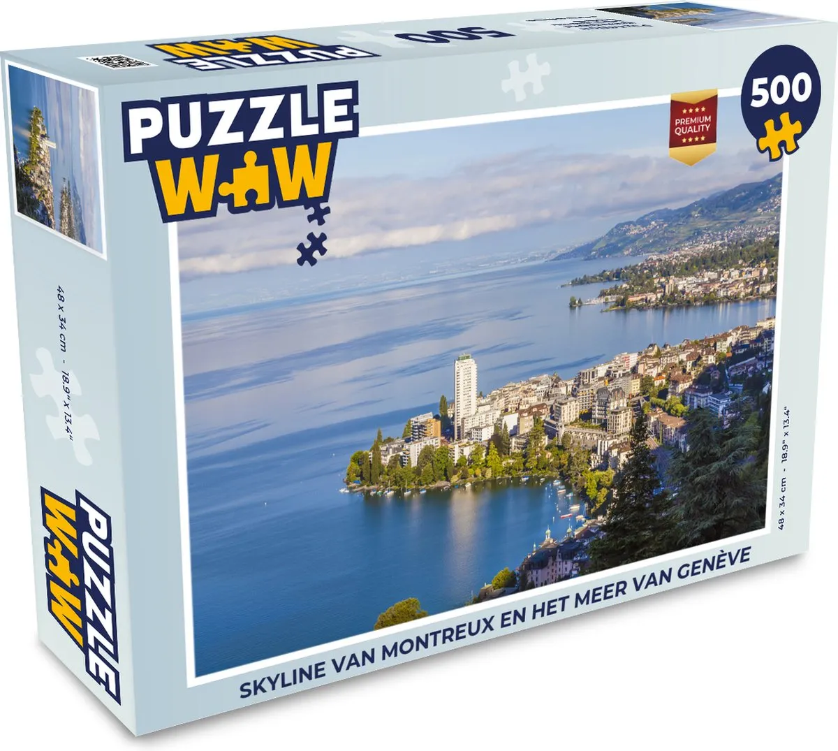 PuzzleWow Skyline Montreux Meer van Genève Legpuzzel 500 Stuks