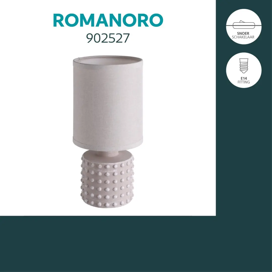 Eglo Romanoro Tafellamp E14 - 25 cm - Beige - afbeelding 3 van 6
