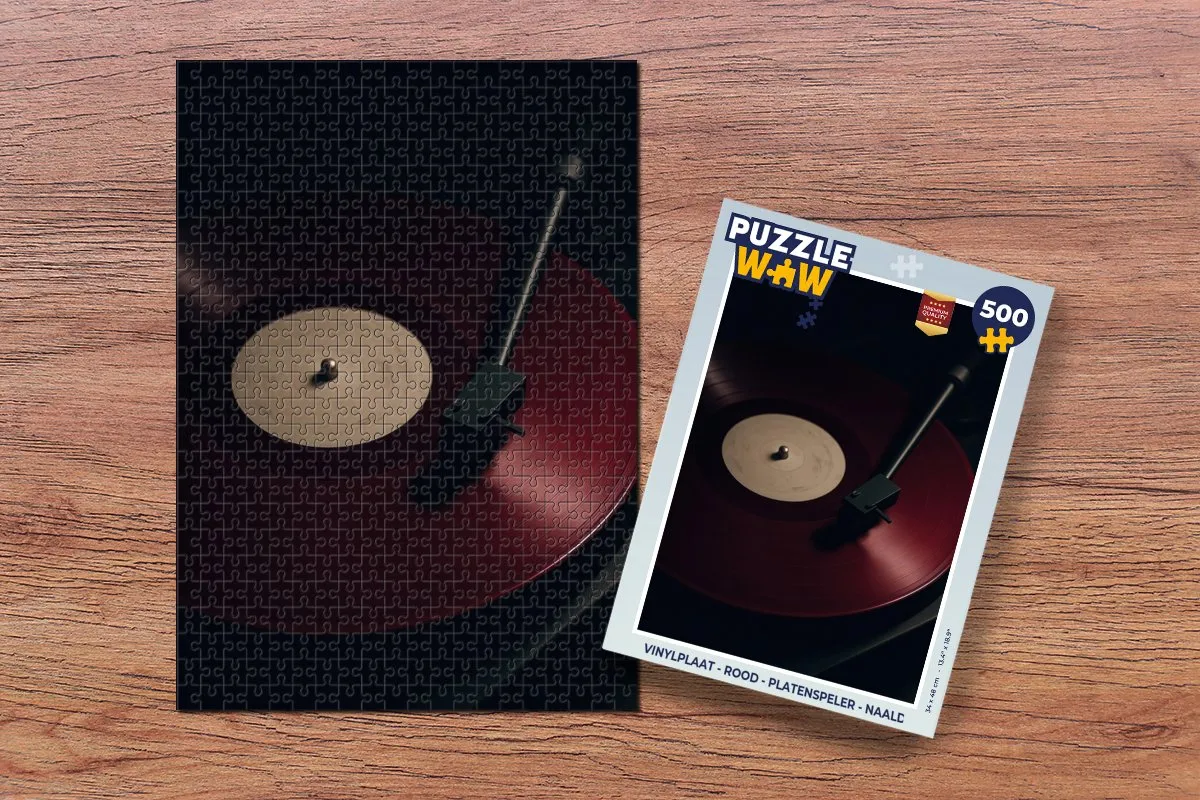 PuzzleWow Vinylplaat Platenspeler Puzzel 500 Stuks - Rood