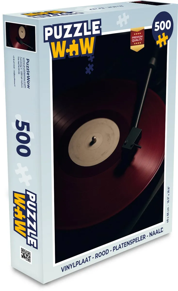 PuzzleWow Vinylplaat Platenspeler Puzzel 500 Stuks - Rood