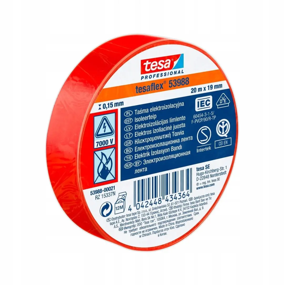Tesa Tesaflex 53988 Rode Isolatietape 20m x 19mm