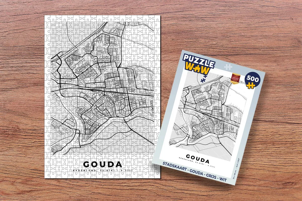 PuzzleWow Stadskaart Gouda Legpuzzel 500 Stuks - Multicolor