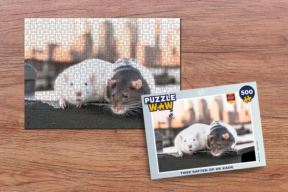 PuzzleWow Legpuzzel Twee ratten op de kade 500 Stuks - Multicolor