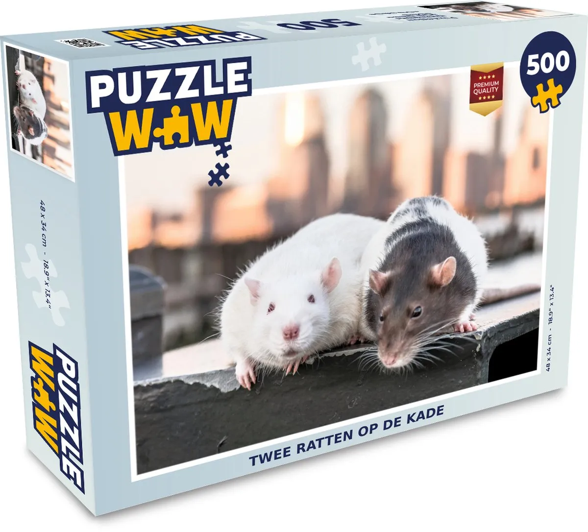 PuzzleWow Legpuzzel Twee ratten op de kade 500 Stuks - Multicolor