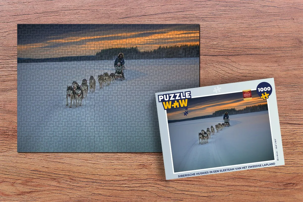 PuzzleWow Siberische Huskies Slee Team Lapland Legpuzzel 1000 Stuks - Multicolor