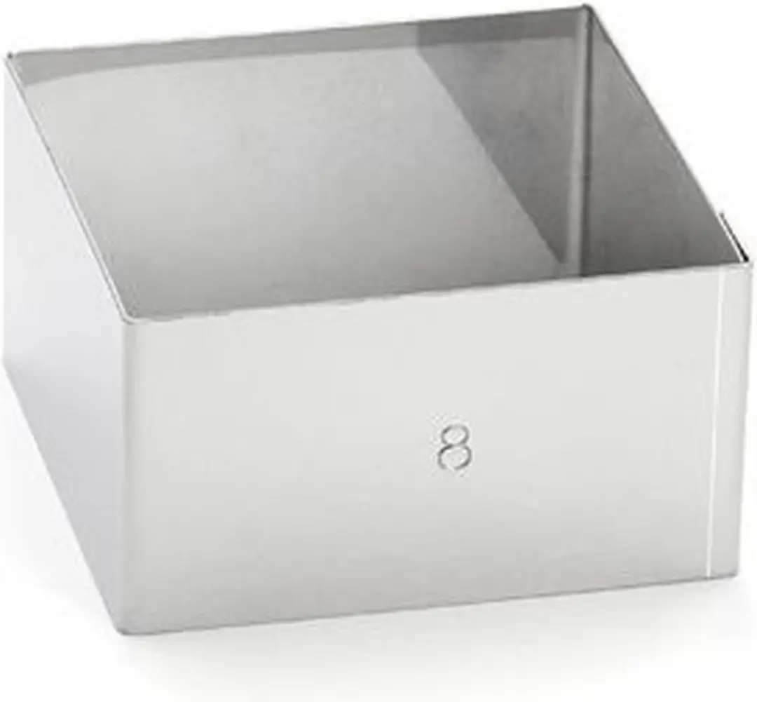 DeBuyer 3906.08 Vierkante Bakring - 8x8x4.5cm Roestvrijstaal - afbeelding 4 van 6