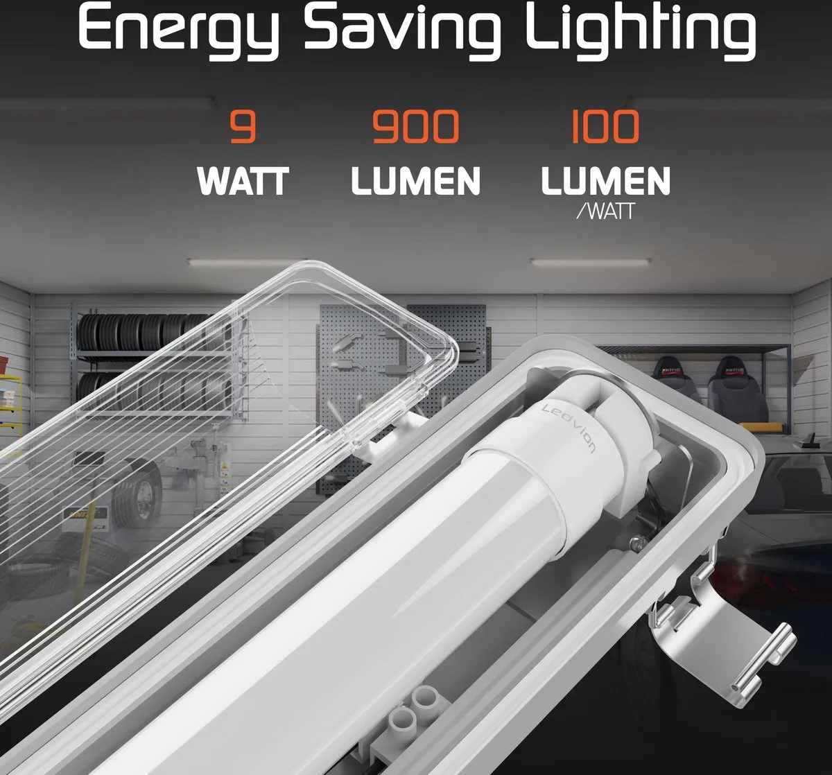 Ledvion LED TL Armatuur 60cm 7W 6500K - 1120LIP65