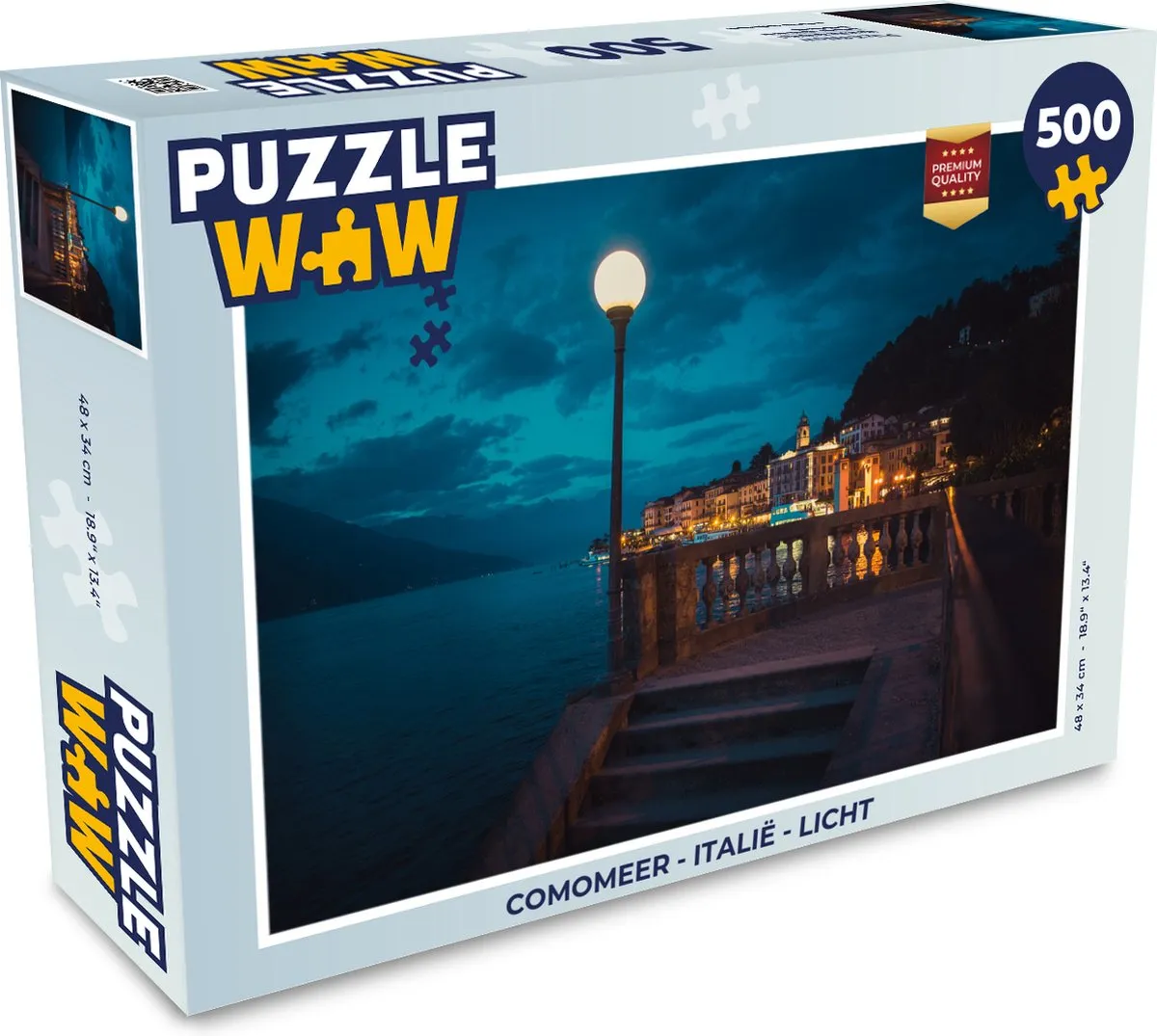 PuzzleWow Comomeer Italië Legpuzzel 500 Stuks - Multicolor