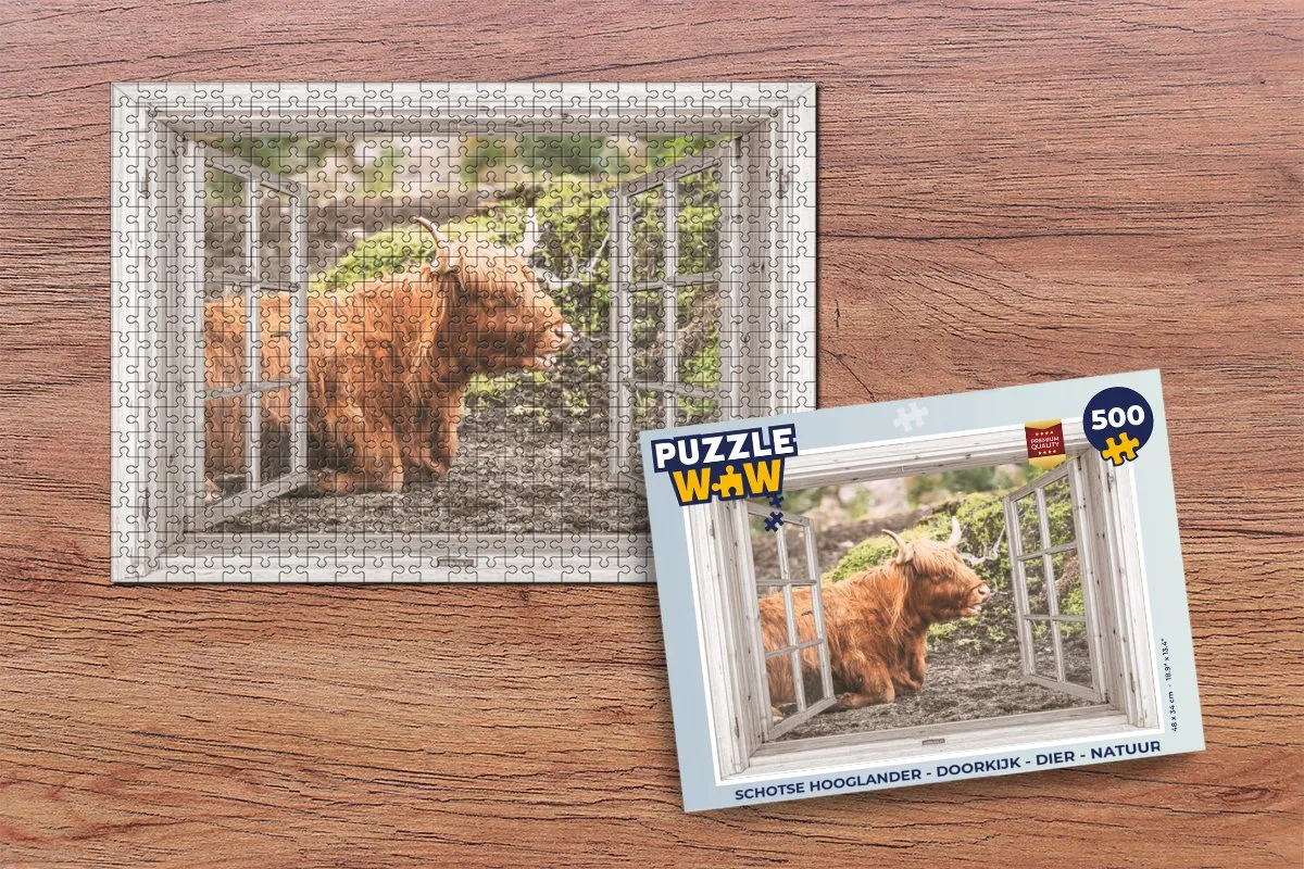 PuzzleWow Schotse Hooglander Legpuzzel 500 Stuks - Multicolor