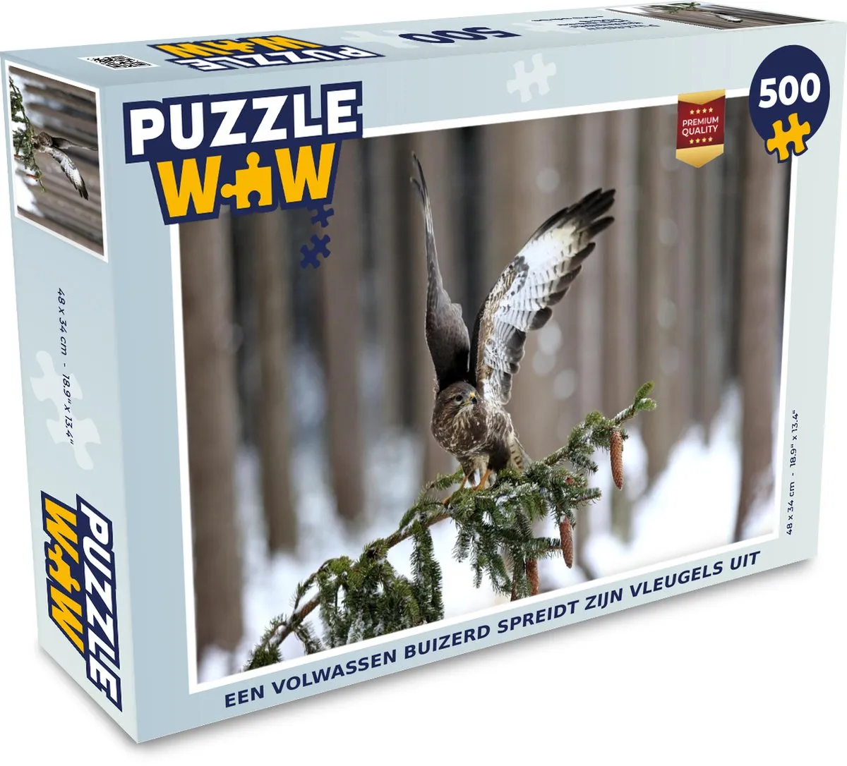 PuzzleWow Legpuzzel Een volwassen buizerd 500 Stuks