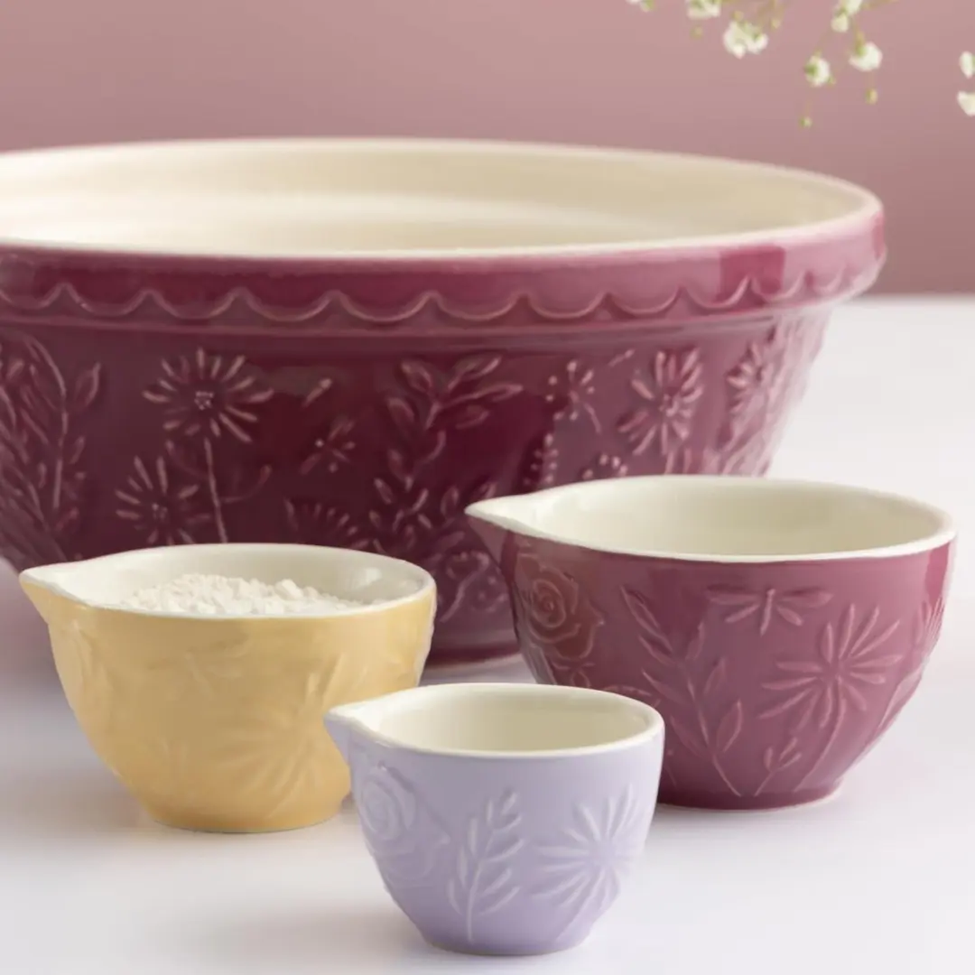 Mason Cash In The Meadow Maatbekers Set - 3 Stuks 62.5/125/250ml - Aardewerk - Bordeaux/Lila/Geel - afbeelding 5 van 6