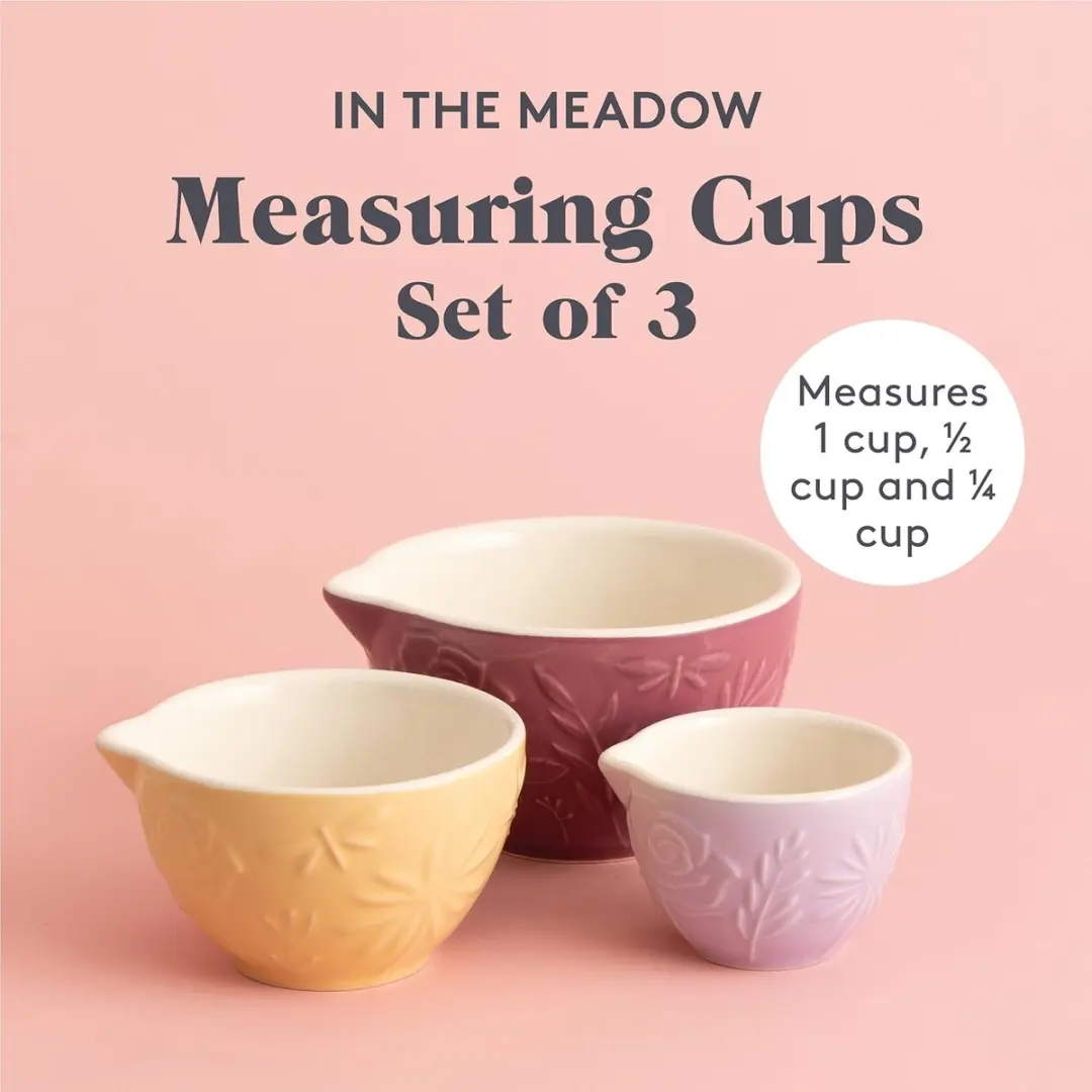Mason Cash In The Meadow Maatbekers Set - 3 Stuks 62.5/125/250ml - Aardewerk - Bordeaux/Lila/Geel - afbeelding 3 van 6