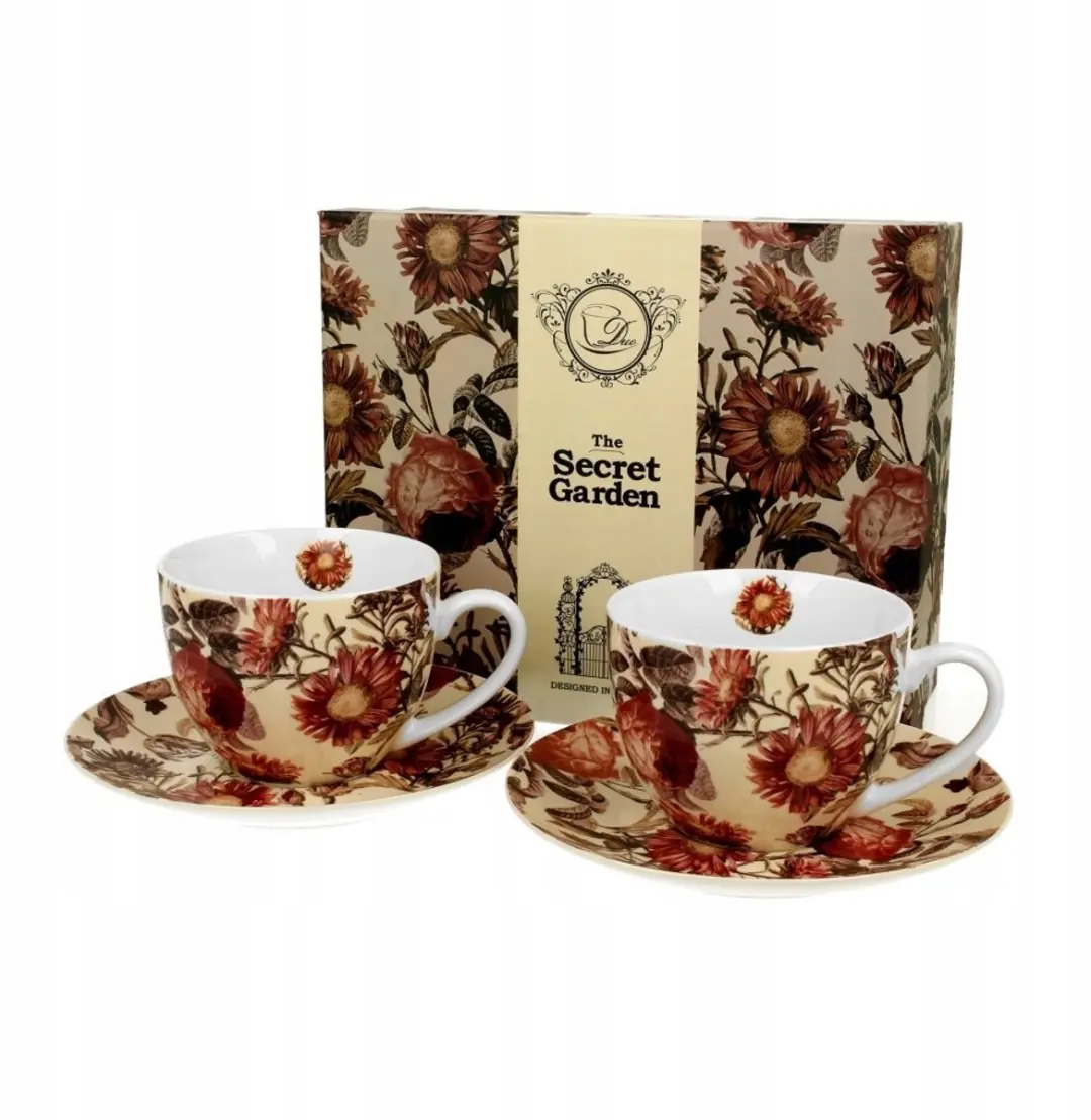 Duo Peony Porseleinen Kopjes met Schotels (Set van 2)