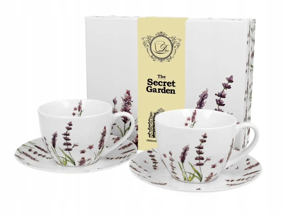 Koffieset 2x 280ml Porselein met Lavendelmotief
