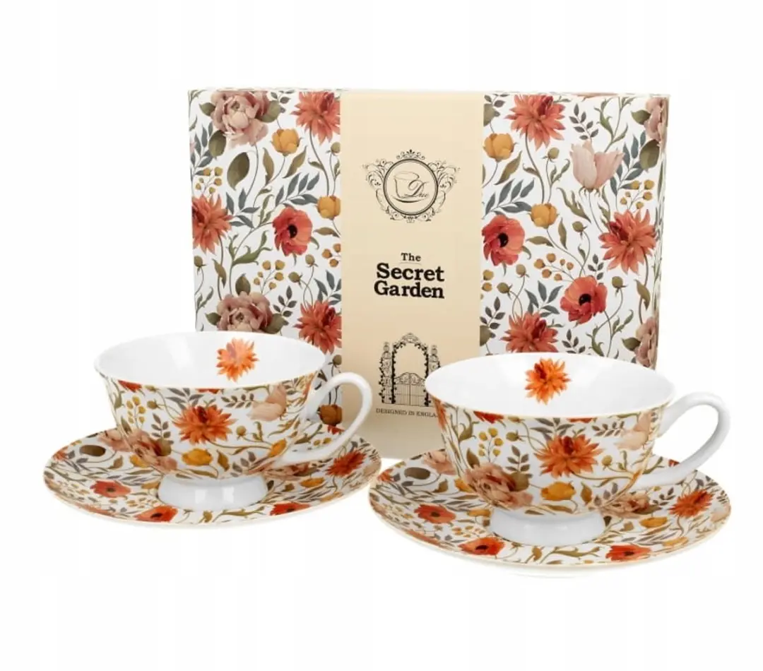 2 Mokken met Schotels SUMMER FLOWERS