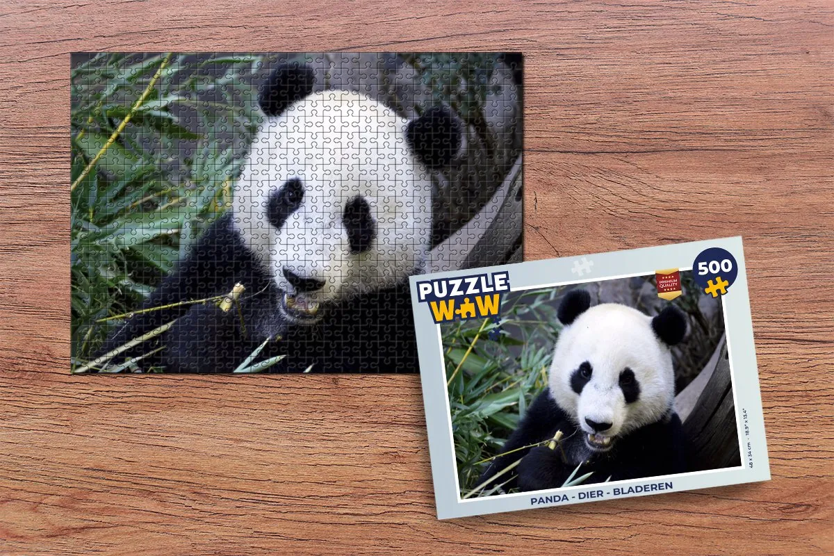 PuzzleWow Puzzel Panda Legpuzzel 500 Stuks - Multicolor