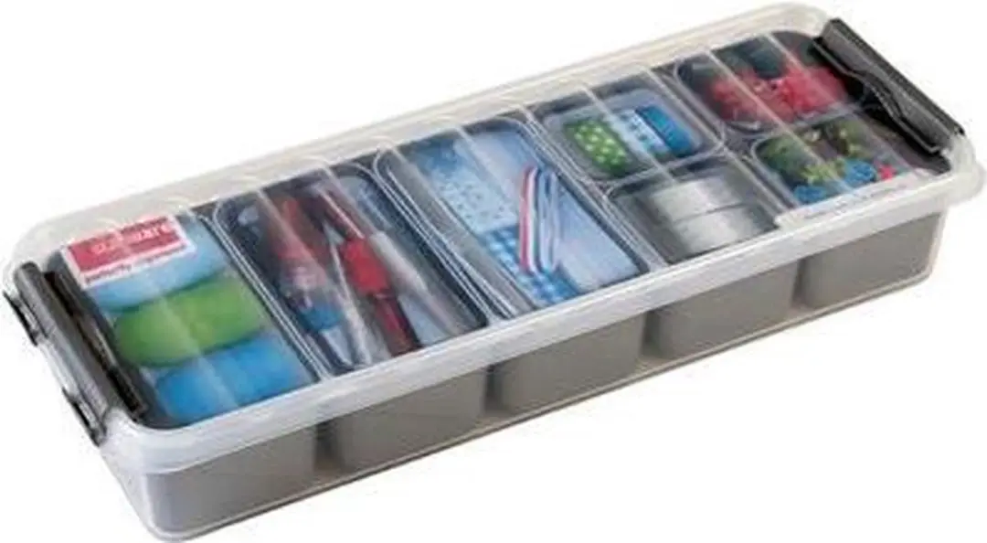 Sunware Q-line Opbergbox 7 Bakjes 2,5L - 39x14x6,5cm Grijs - afbeelding 3 van 4