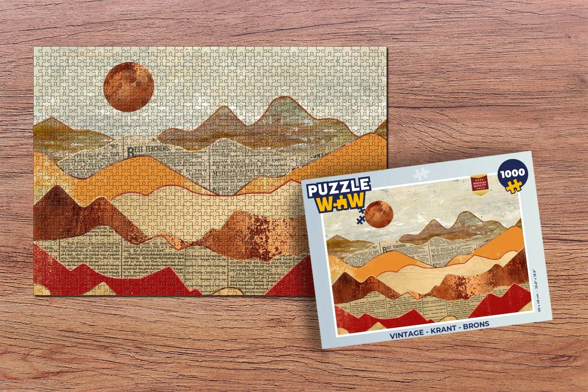 PuzzleWow Vintage Krant Legpuzzel 1000 Stuks - Multicolor