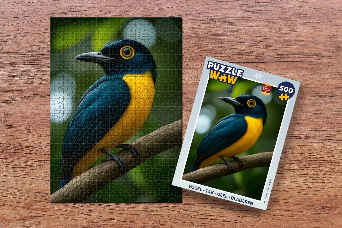 PuzzleWow Vogel op Tak Legpuzzel 500 Stuks - Geel