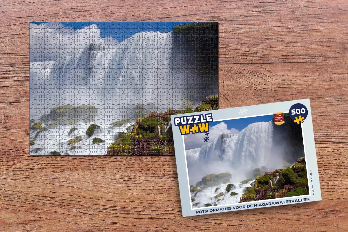 PuzzleWow Niagarawatervallen Legpuzzel 500 Stuks - Multicolor