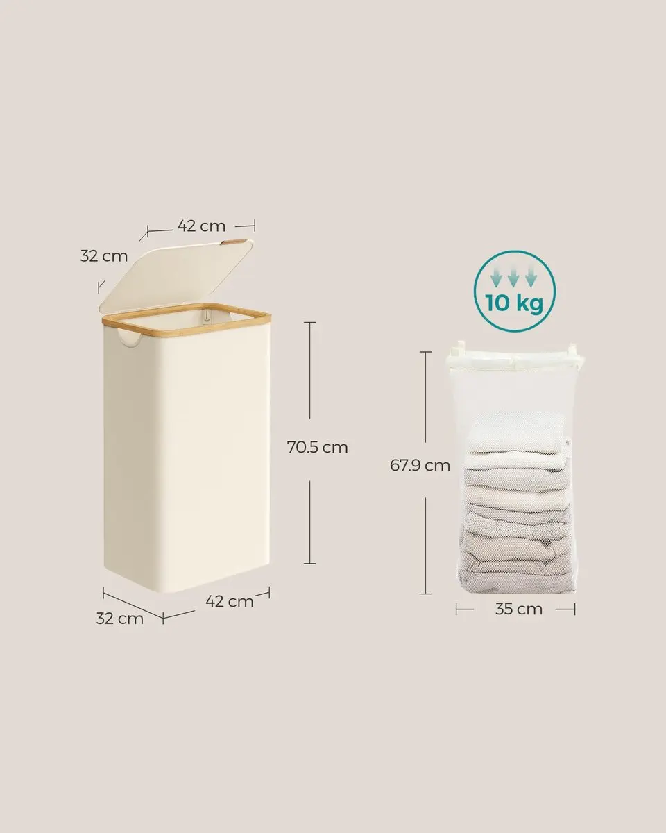 Songmics Opvouwbare Wastafel 90L - Oxfordstof - Crèmewit - afbeelding 2 van 6