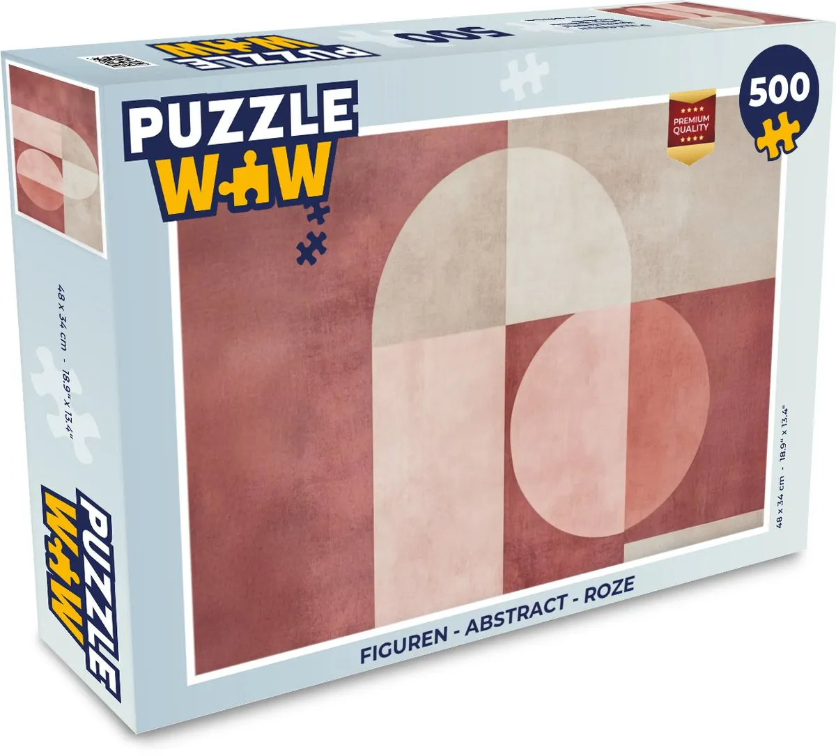 PuzzleWow Abstract Puzzel 500 Stuks - Roze Geometrisch