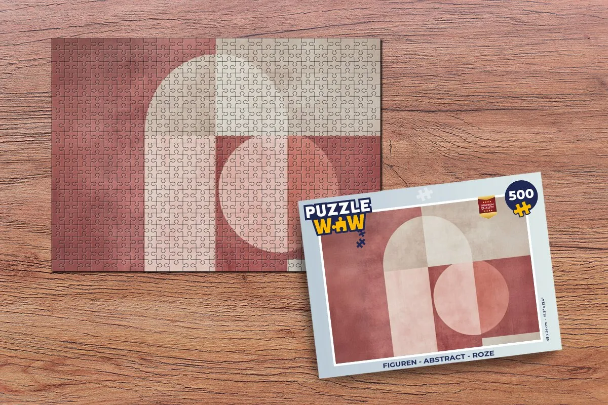 PuzzleWow Abstract Puzzel 500 Stuks - Roze Geometrisch
