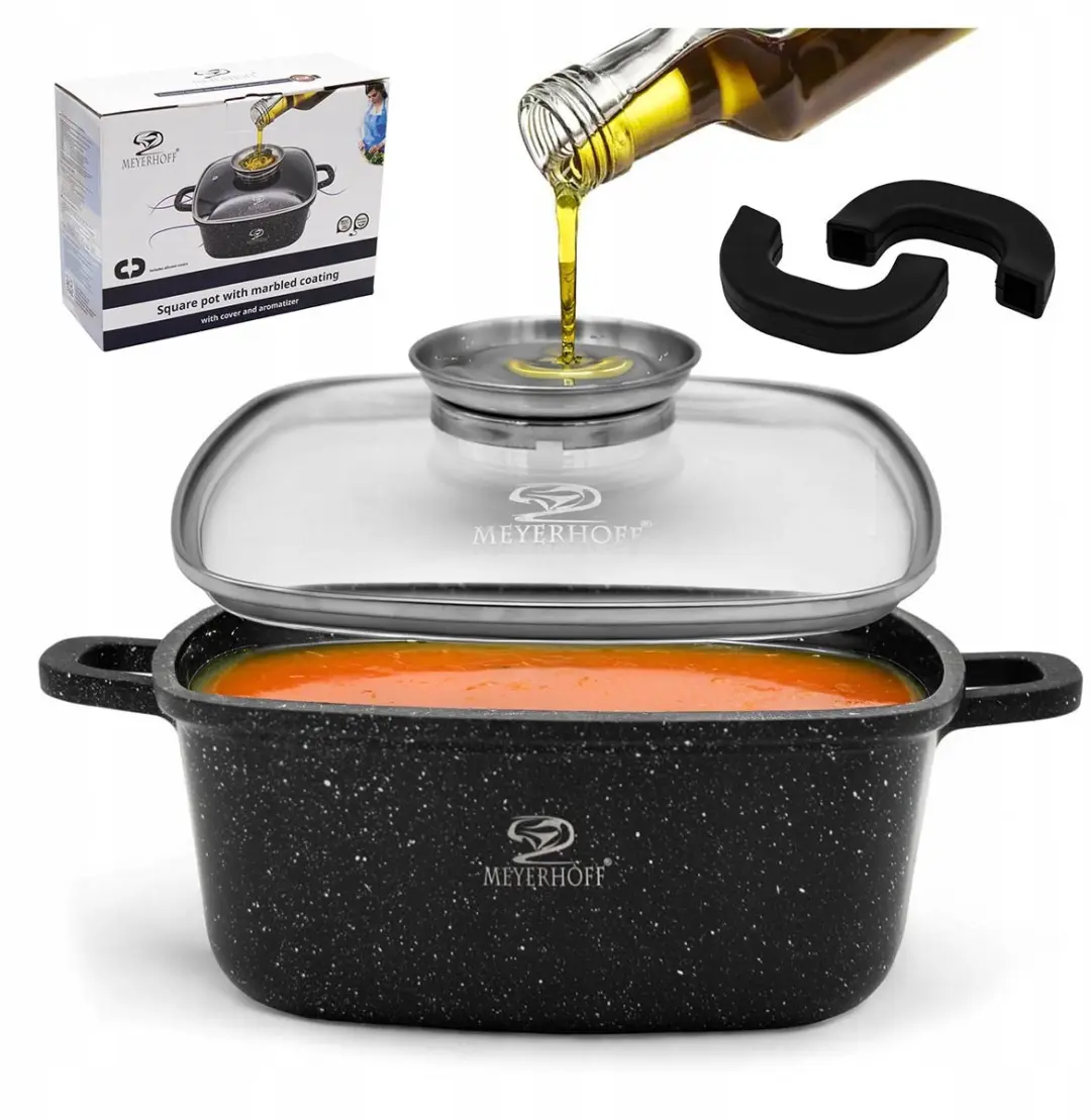 Marmere Vierkante Pan met Deksel en Aromadiffuser 20cm