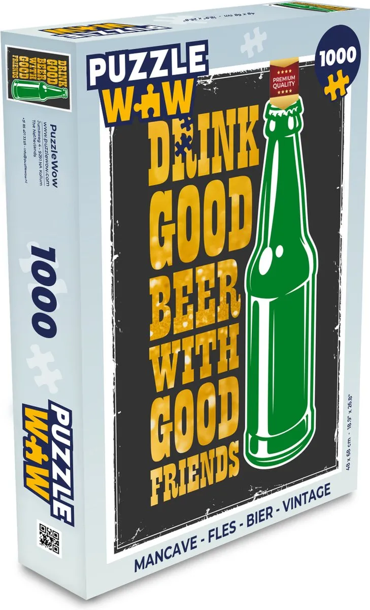 PuzzleWow Mancave Bier Legpuzzel 1000 Stuks