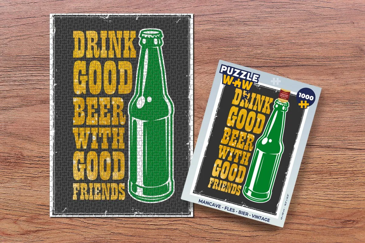 PuzzleWow Mancave Bier Legpuzzel 1000 Stuks - Multicolor