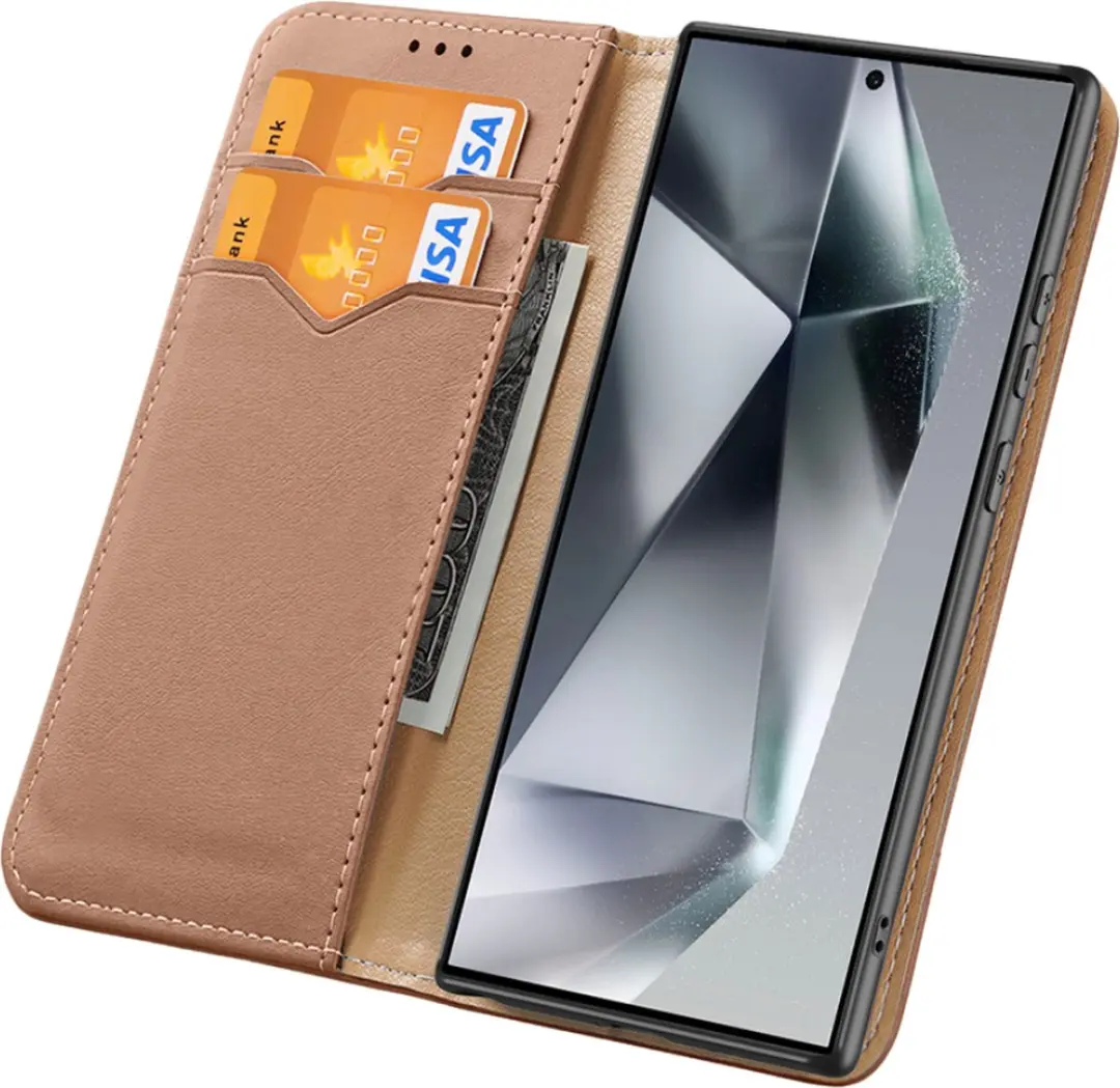 Dux Ducis Hivo Series Telefoonhoesje S24 Ultra - 2 Pasjes - Bruin - afbeelding 3 van 6