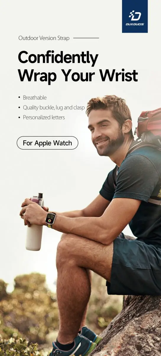 Dux Ducis Outdoor Bandje Apple Watch - 42/44/45/46/49mm - Nylon - Zwart - afbeelding 6 van 6