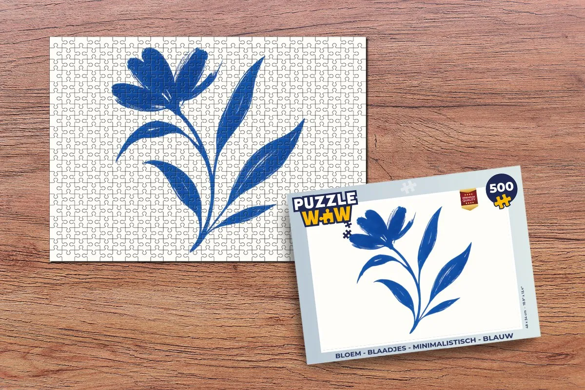 PuzzleWow Minimalistische Bloem Blaadjes Legpuzzel 500 Stuks - Blauw