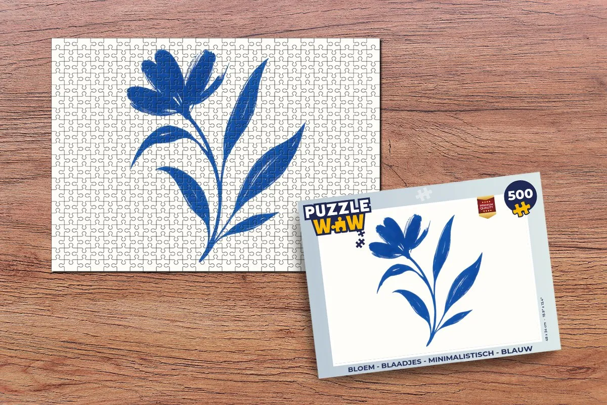 PuzzleWow Minimalistische Bloem Blaadjes Legpuzzel 500 Stuks - Blauw