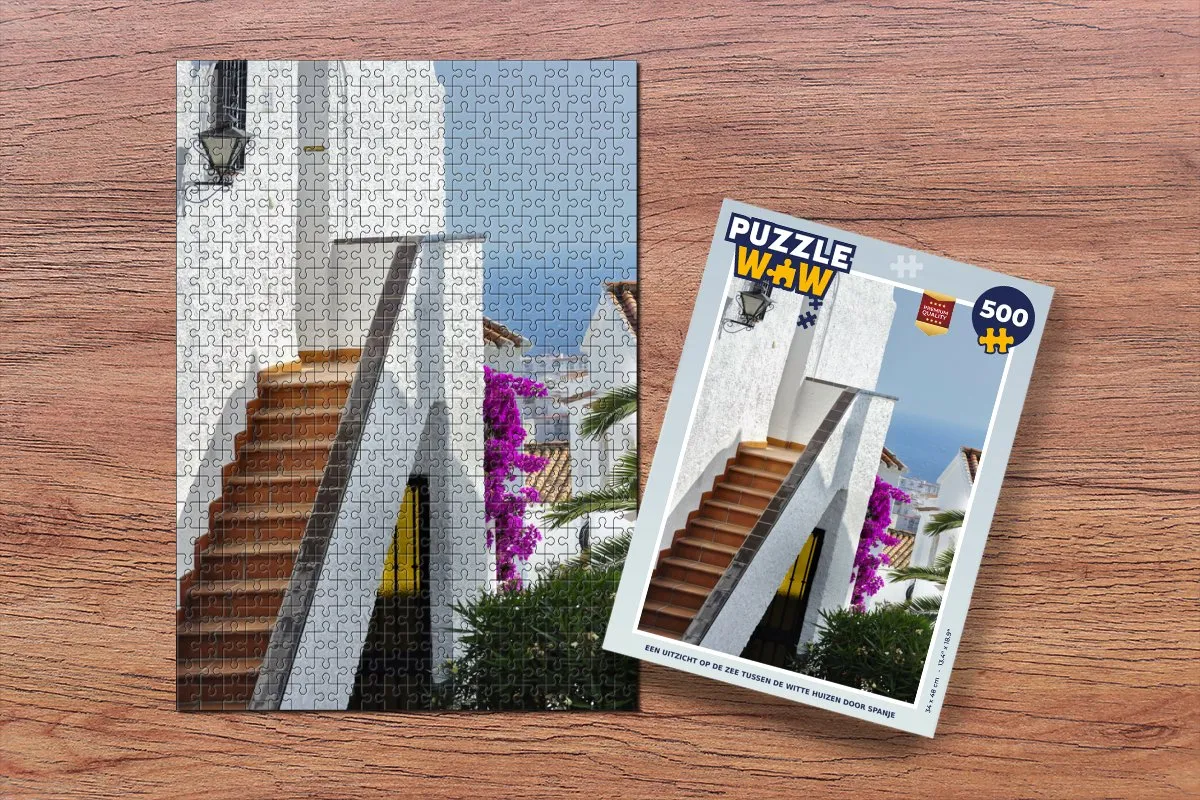 PuzzleWow Legpuzzel 500 Stuks - Een uitzicht op de zee Spanje Multicolor