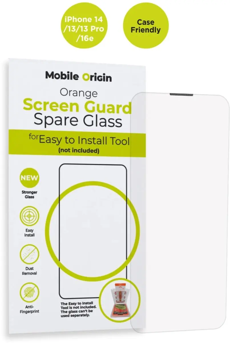 Mobile Origin Oranje Schermbeschermer Reserveglas - iPhone 16E/13/14/Pro - Transparent