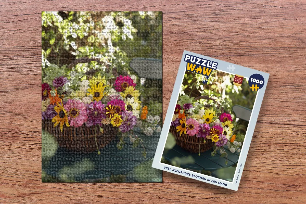 PuzzleWow Bloemen Lente Mand Legpuzzel 1000 Stuks - Multicolor