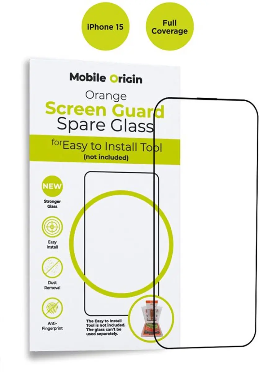 Mobile Origin Oranje Schermbeschermer Reserveglas iPhone 15