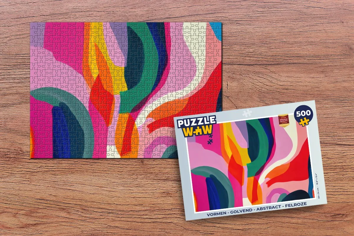 PuzzleWow Abstract Golvend Legpuzzel 500 Stuks - Felroze