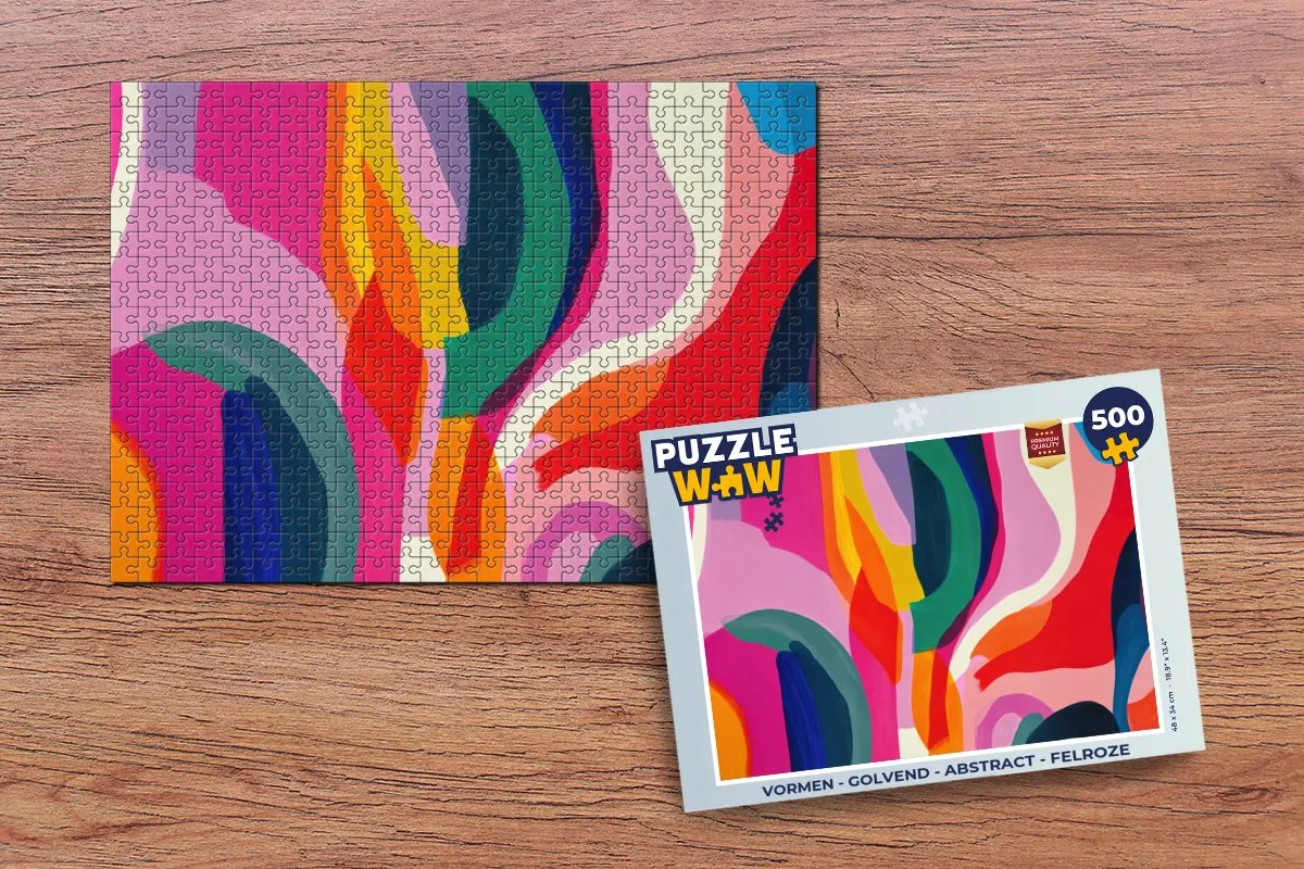 PuzzleWow Abstract Golvend Legpuzzel 500 Stuks - Felroze
