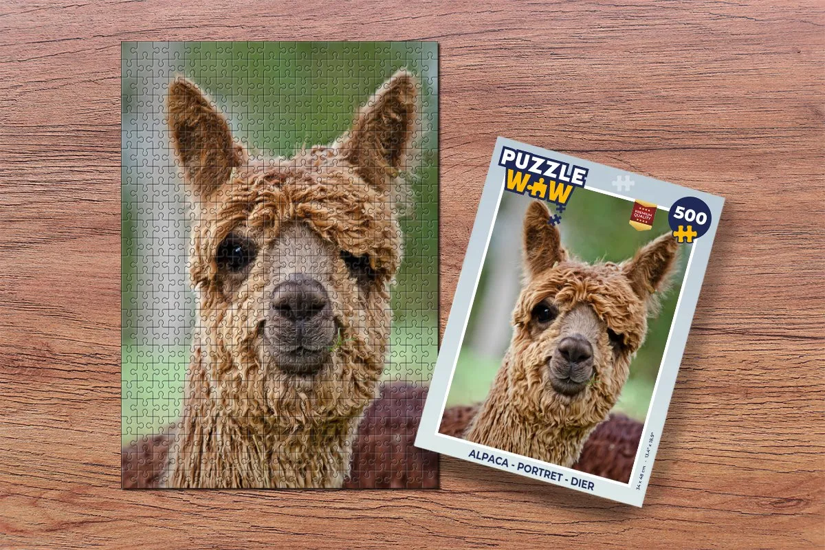 PuzzleWow Alpaca Portret Legpuzzel 500 Stuks - Multicolor