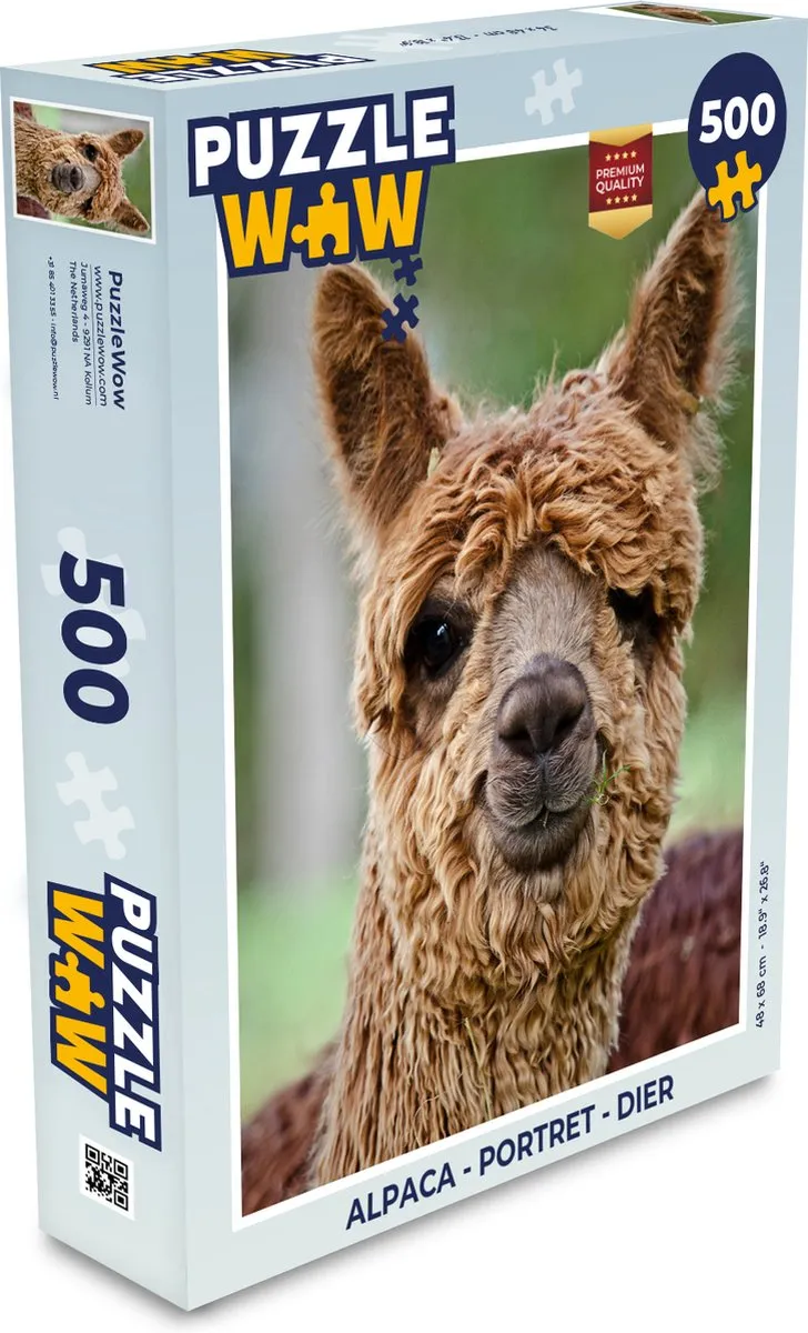 PuzzleWow Alpaca Portret Legpuzzel 500 Stuks