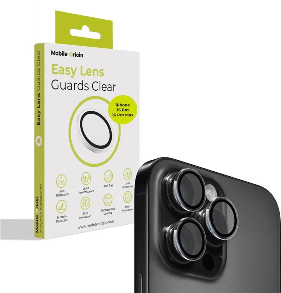 Mobile Origin Easy Lensbeschermers Transparant - iPhone 16 Pro/Pro Max
