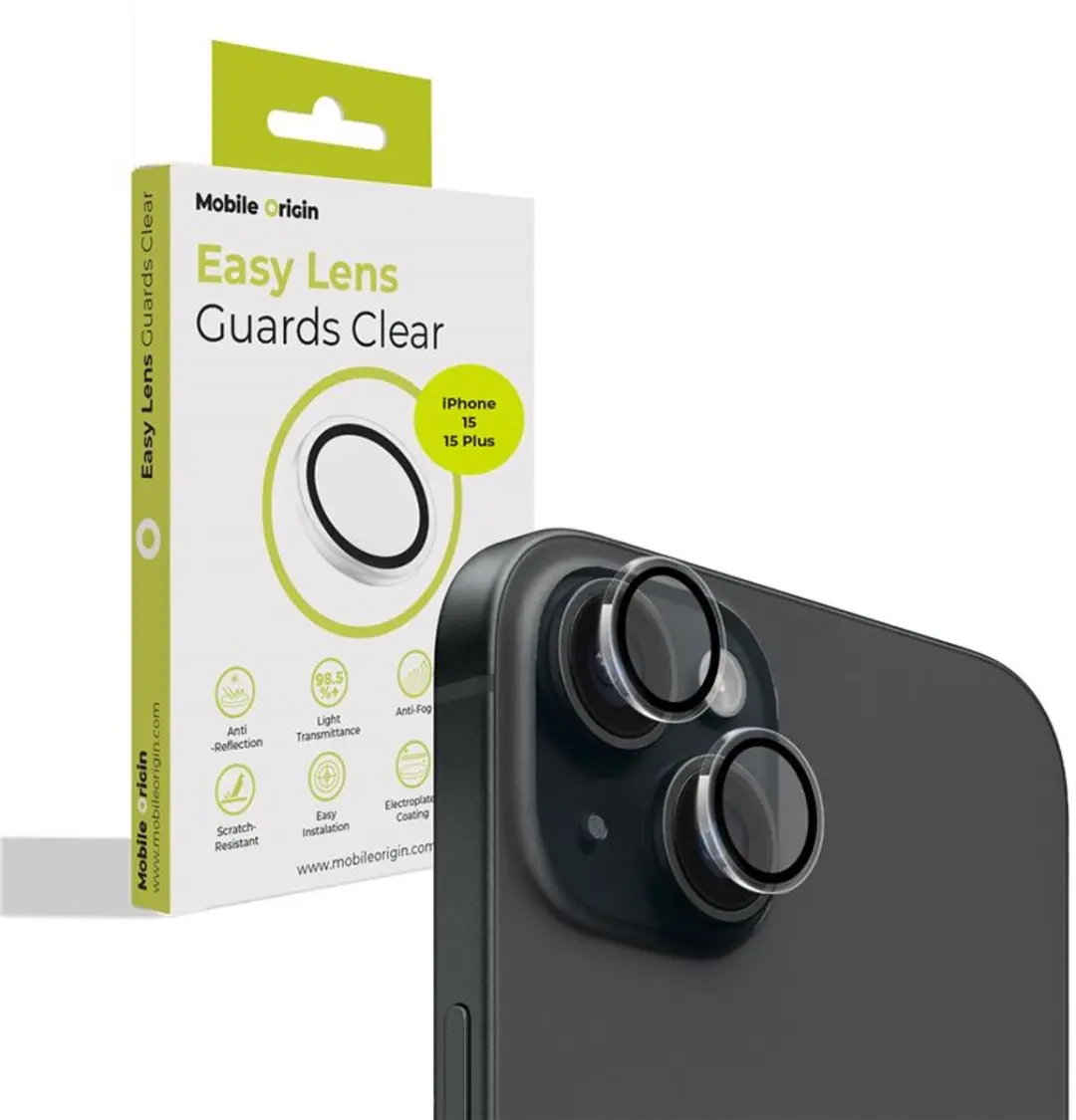Mobile Origin Easy Lensbeschermers iPhone 15/15 Plus - Transparant