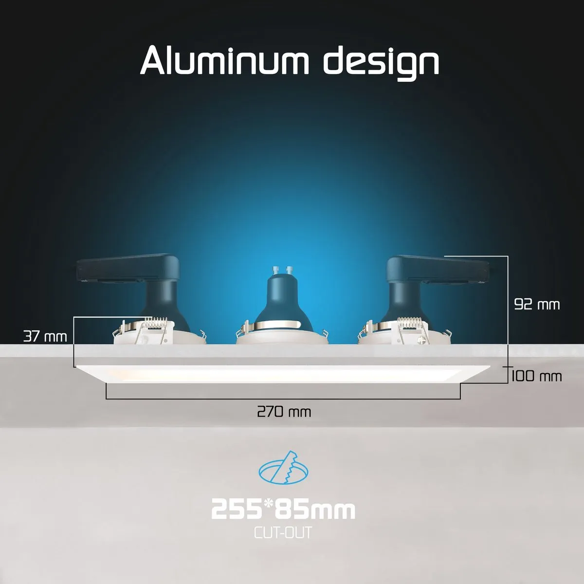 LEDVION 6x Inbouwspot Triple Rechthoek 270x100mm - Wit - 3W - 2700K
