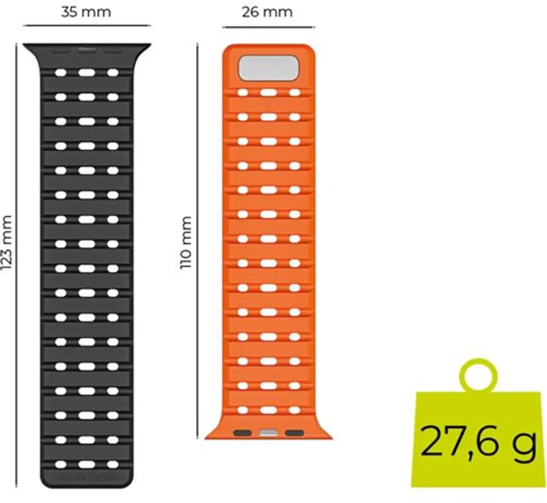 Mobile Origin Magnetische Band - Apple Watch 44-49mm - Zwart/Oranje