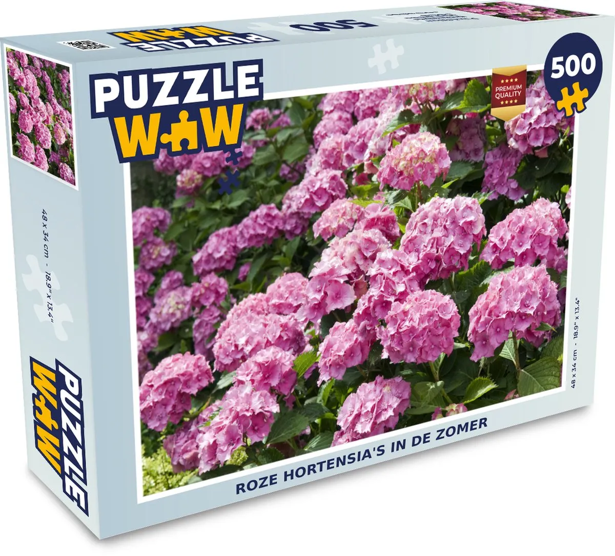 PuzzleWow Legpuzzel Roze Hortensia's Zomer 500 Stuks - Multicolor